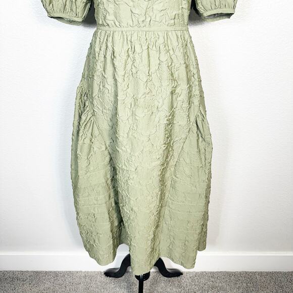 Moon River Women’s Cottagecore Modest Puff Sleeve Midi Dress Sage Green Large - Picture 5 of 13